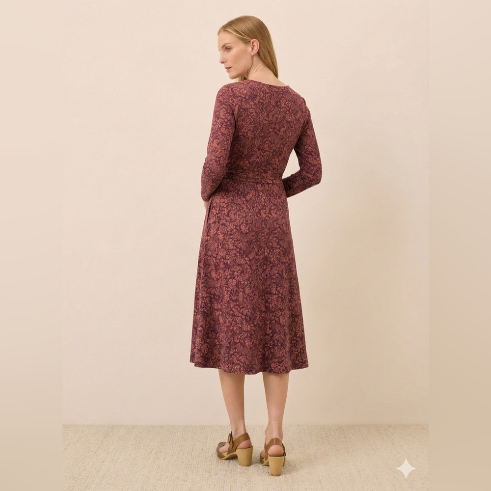 NWT Paisley Blossoms Windsor Wine Fit & Flare Midi Faux Wrap Dress